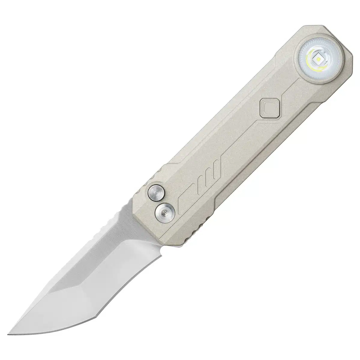 Oknife LK folding knife with built-in tail flashlight, M390 super-steel blade — official Olight product photo
