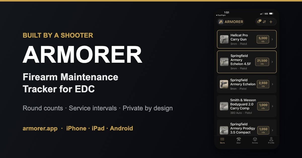 Armorer App: Firearm Maintenance Tracker for EDC (2026)